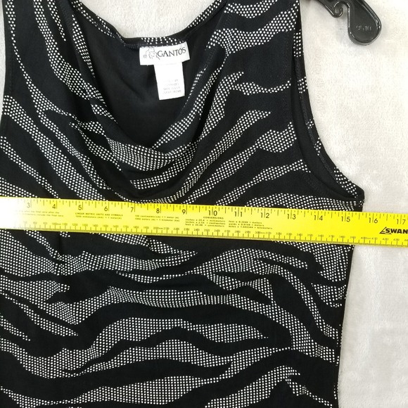 Vtg Tank Top Women S Zebra Print Draped Neckline Sleeveless Stretch Mob Wife USA - Picture 4 of 6
